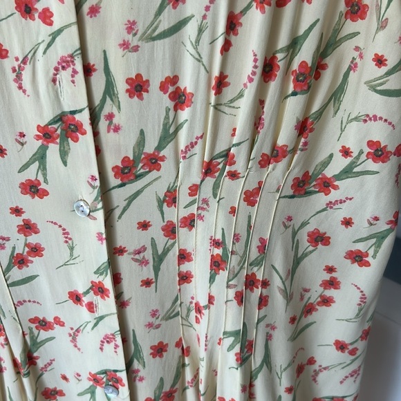 Joe Fresh Pintuck Yellow Floral Short Sleeves Midi Dress Size M - Picture 9 of 17